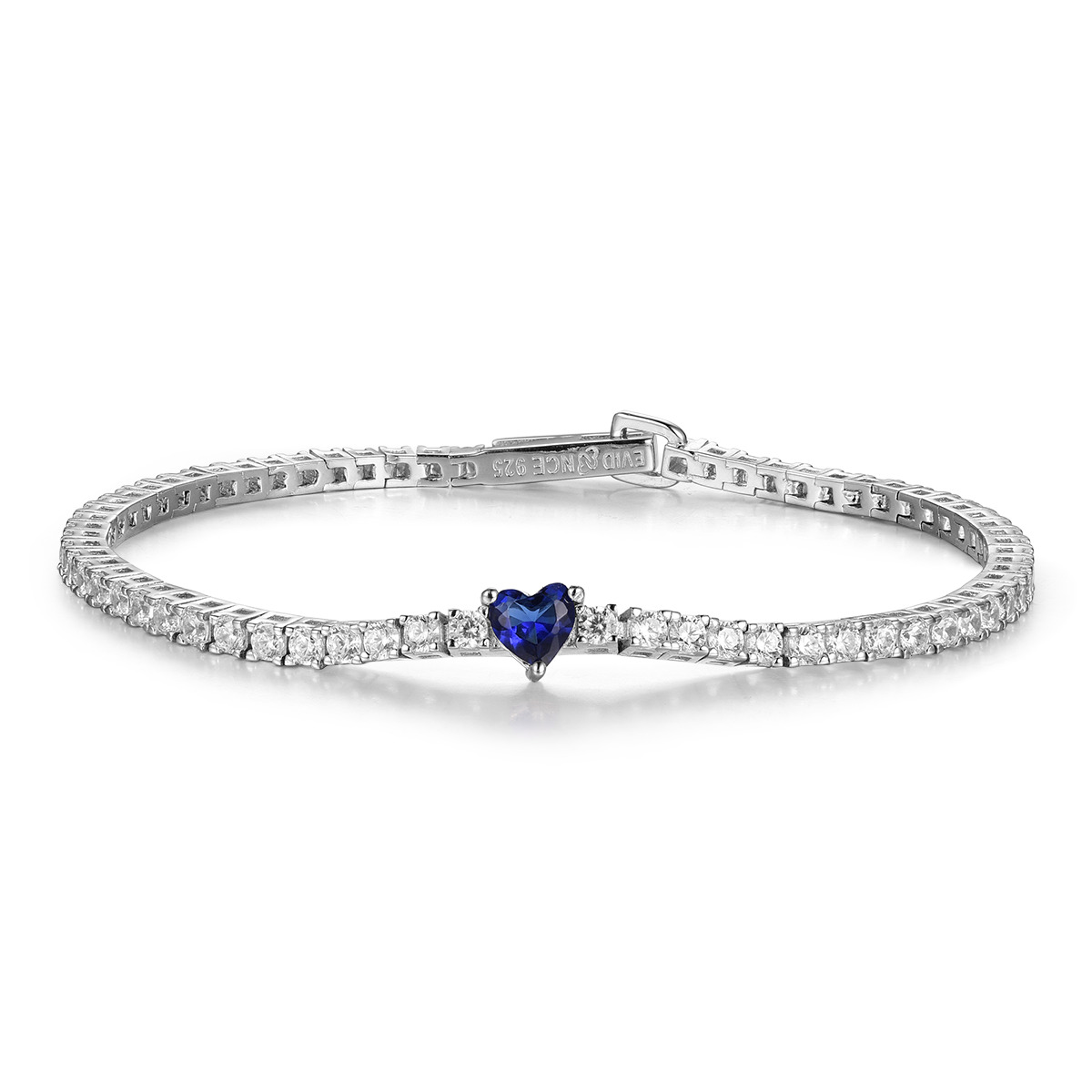 evbr040010 Evideence Bracciale tennis argento 925 rodio zirconi bianchi – cuore blu zaffiro